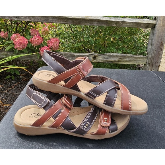 Clarks Collection Sandals Womens Leather 3 - Strappy Ultamate Comfort -Size 8 M - Picture 5 of 12
